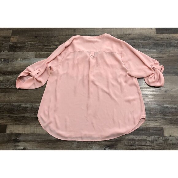 Torrid Harper Georgette Pullover 3/4 Sleeve Blouse Womens 1X Light Pink - Picture 3 of 5
